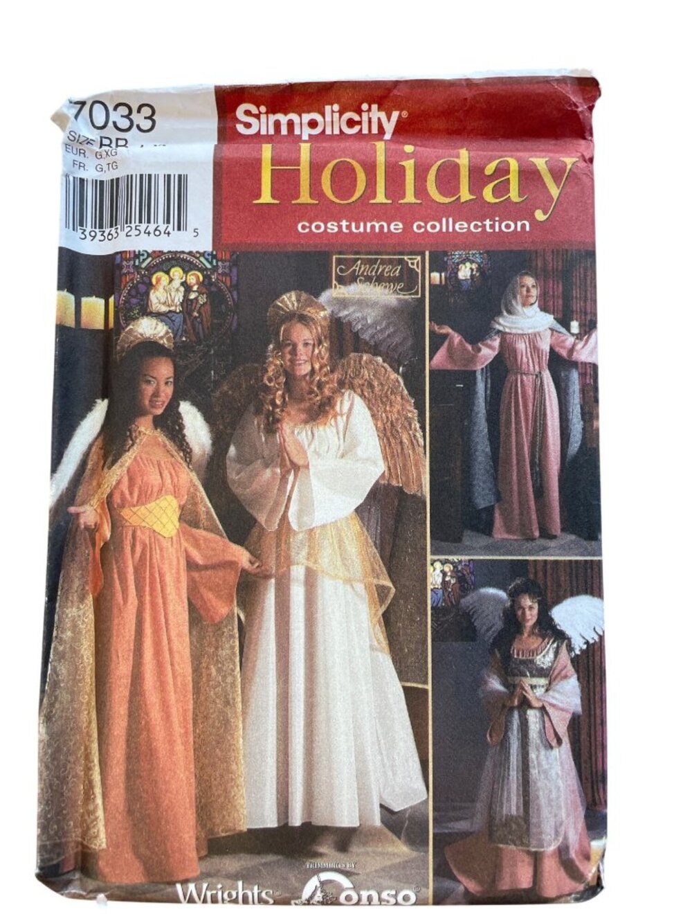 Simplicity 7033 Sewing Pattern L-XL Holiday Costume Mary Three Angels UNCUT